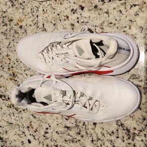 Size 9.5 Adidas Barricade Tennis Sneakers white/red/silver